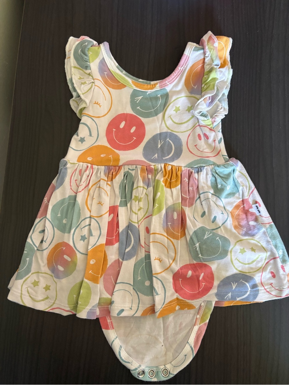 Little Sleepies Pastel Smiley Baby Dress in Mint, Coral, Lavender, Yellow, Peach